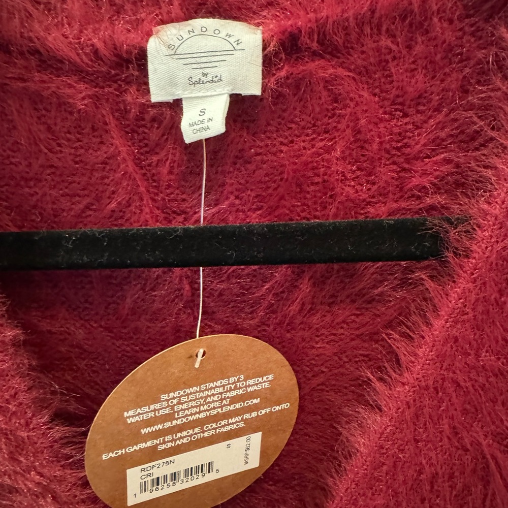 Splendid Deep Red Fuzzy Cardigan - Picture 2 of 3